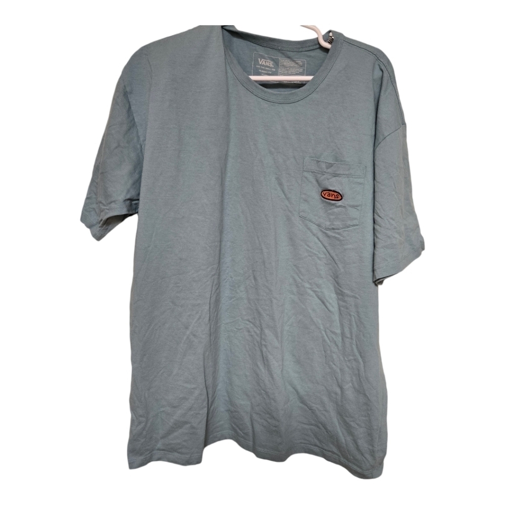 Vans Blue Green Cotton T-Shirt Men’s XL Logo Patch Pocket Casual